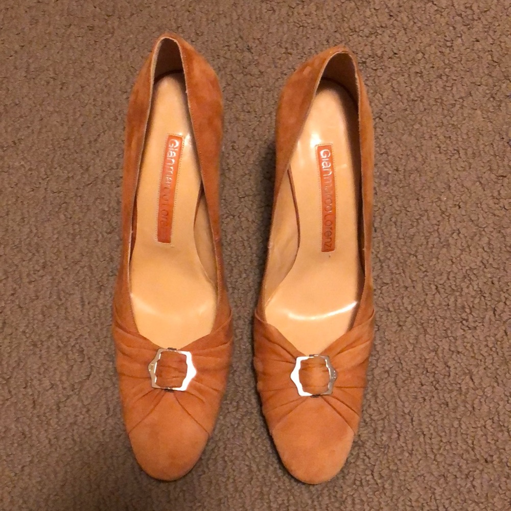 NWT GIANMARCO LORENZI RUST SUEDE HEELS SIZE 7 - Picture 3 of 9